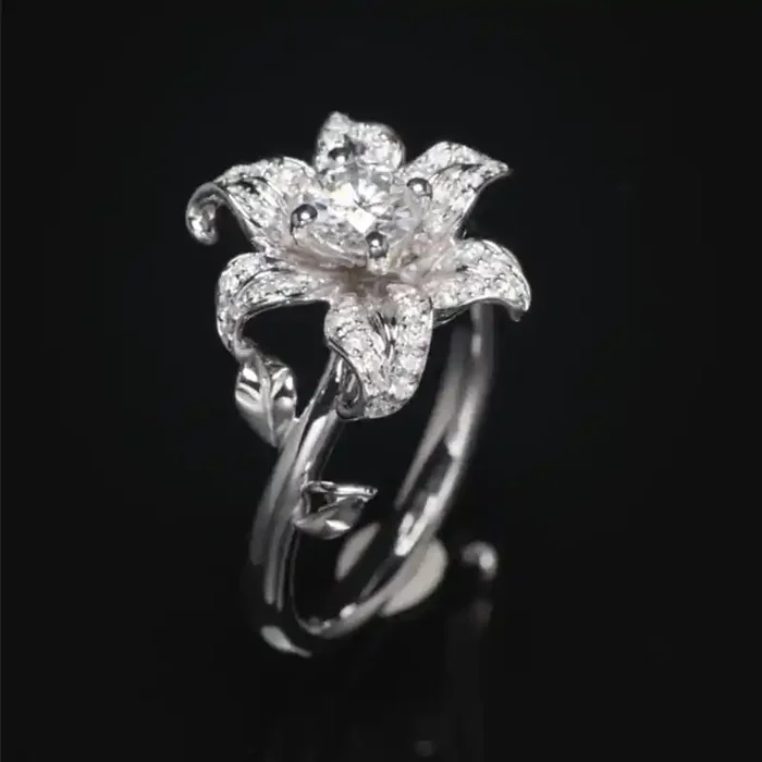 Helloice Diamond lily Open Ring