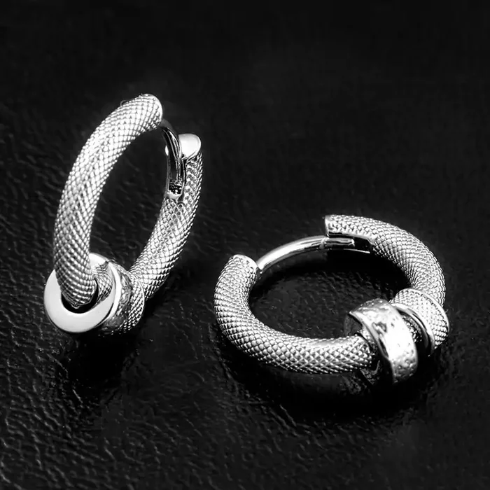 Helloice Diamond Pattern Charm Beads Hoop Earrings