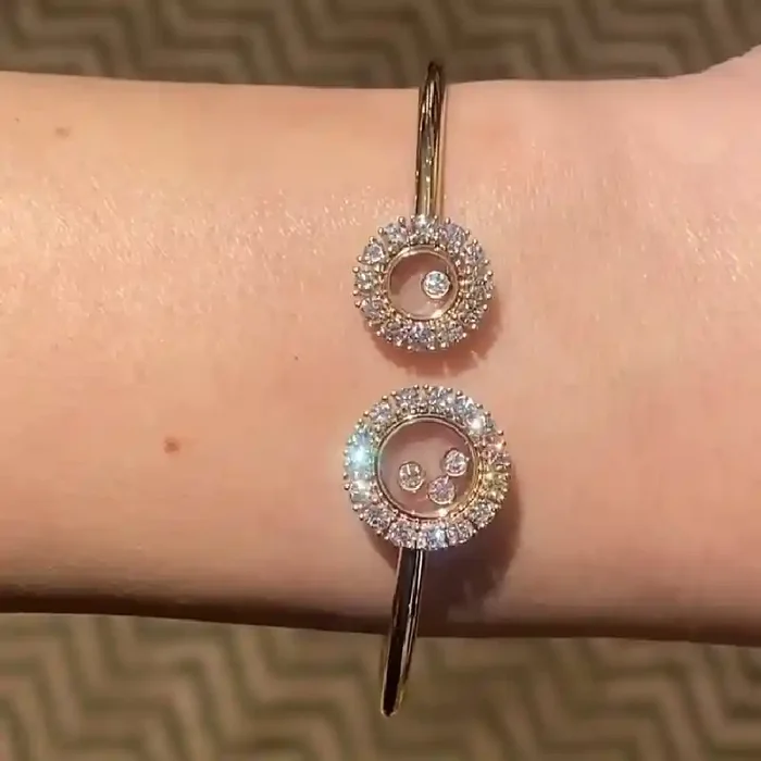 Helloice Double Round Shaped Floating Diamonds Bracelet
