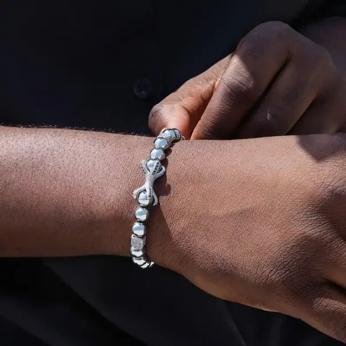 Helloice Eagle Claw Natural Stones Hematite Beaded Stretch Bracelet