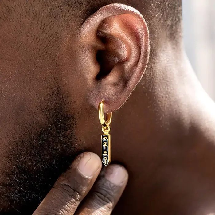 Helloice Egyptian Hieroglyphs Amulet Hoop Earrings
