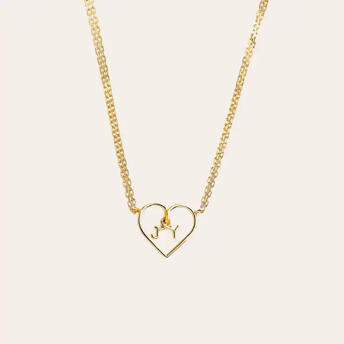 Helloice Elegant Gold Heart Pendant Necklace with Letters