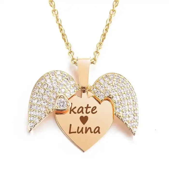 Helloice Engraved Diamond Heart Locket Pendant