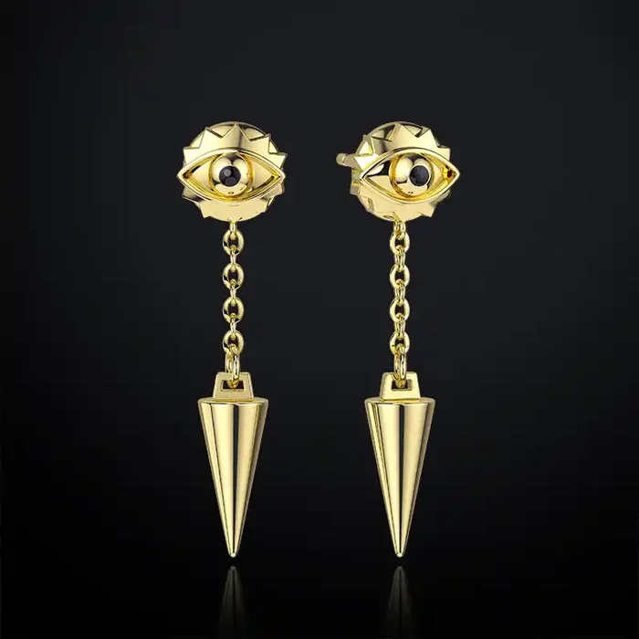 Helloice Eye of Ra Cron with Gear Drop Earrings