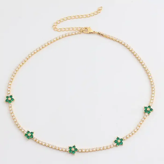 Helloice Flowers Tennis Choker Necklace