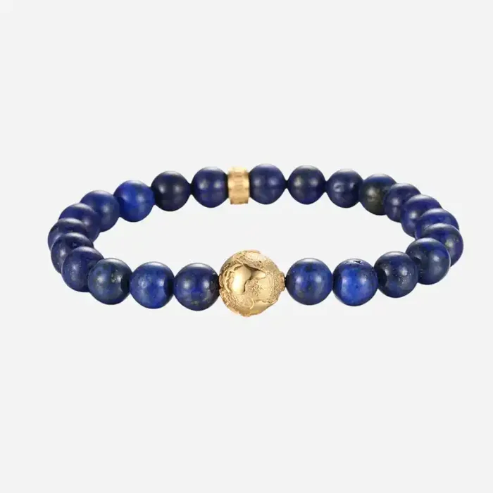 Helloice Gold Earth Lapis Stone Beads Bracelet