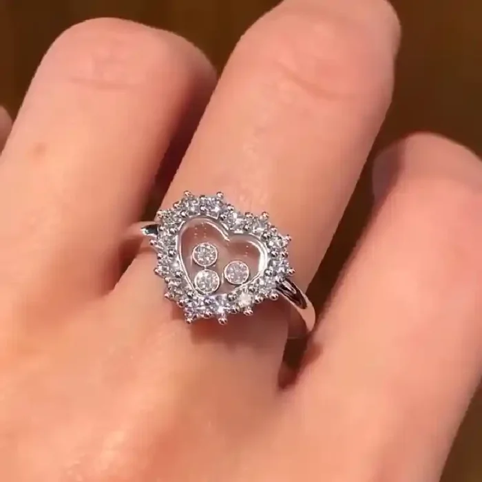 Helloice Heart Shaped Floating Diamonds Ring