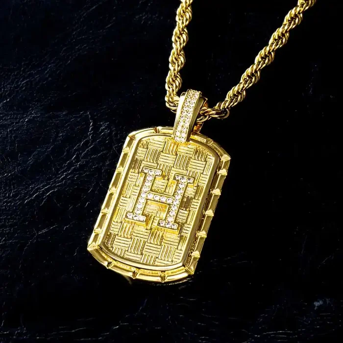 Helloice Iced A-Z Initial Letter Pendant in Gold