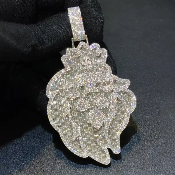 Helloice Iced Baguette Cut Lion Pendant