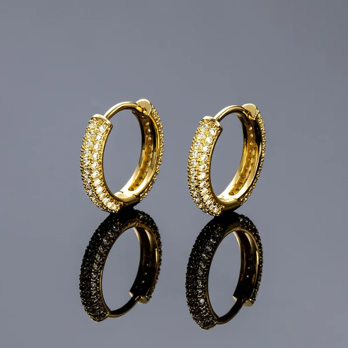 Helloice Iced Circle Hoop Earrings in Gold