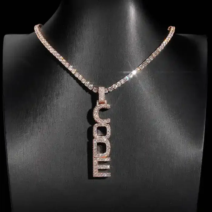Helloice Iced Custom Vertical Letter Pendant