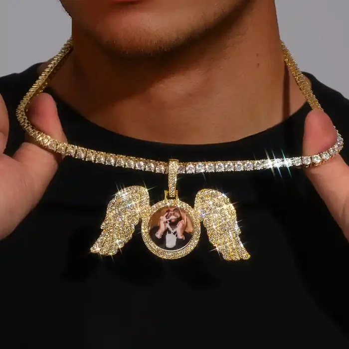 Helloice Iced Custom Wings Photo Pendant