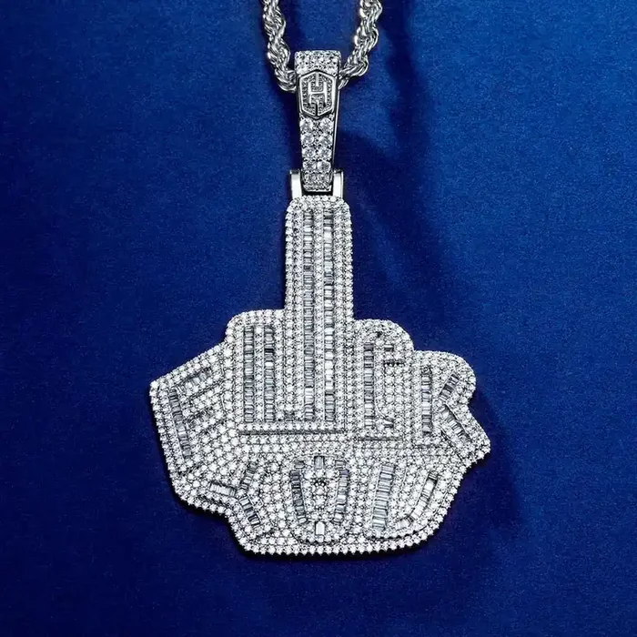 Helloice Iced “F**k You” Pendant in White Gold