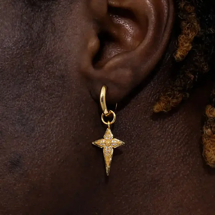 Helloice Iced Four-pointed Star Dangle Earrings