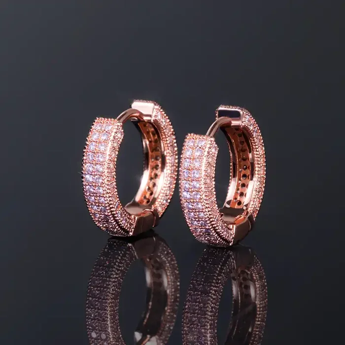 Helloice Iced Hoop Earring in Rose Gold