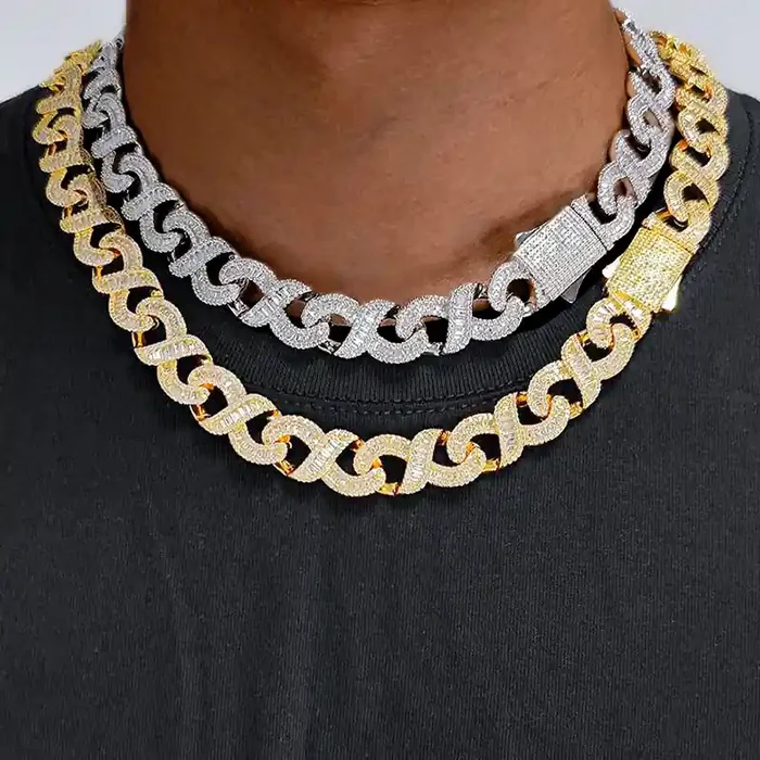 Helloice Iced Out 12mm Baguette Cut Infinity Link Chain