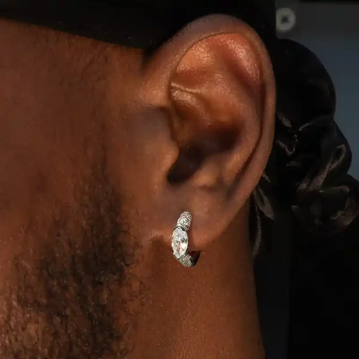 Helloice Iced Out 1CTW Marquise Cut Hoop Earrings