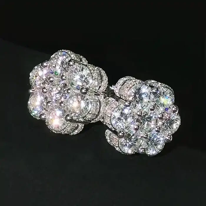 Helloice Iced Out Cluster Flower Full Paved Earrings