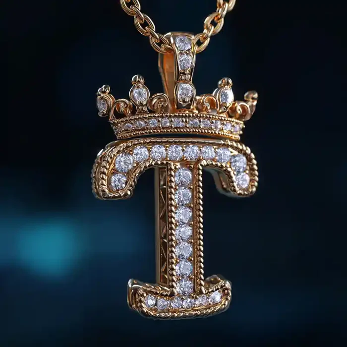 Helloice Iced Out Crown Custom Letter Pendant