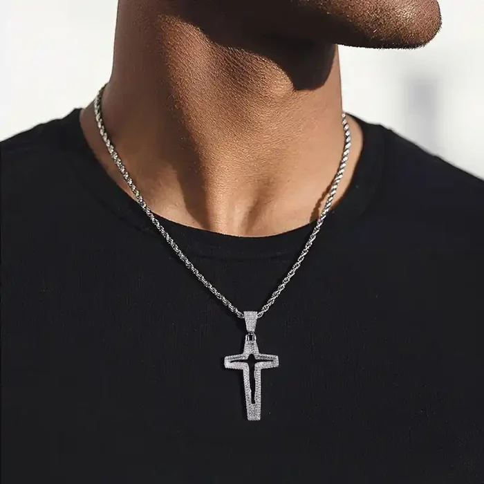 Helloice Iced Out Hollowed-Out Jesus Cross Pendant