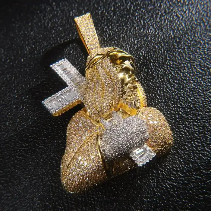Helloice Iced Out Jesus Carrying Baguette Cut Cross Pendant