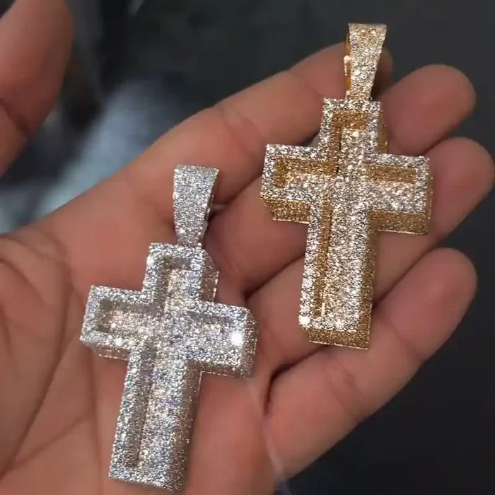 Helloice Iced Out Paved Mosaic Cross Pendant