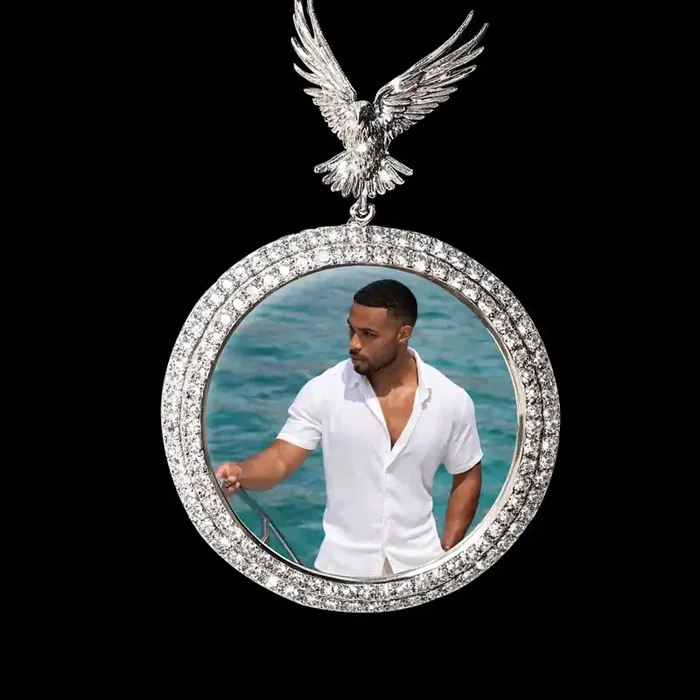 Helloice Iced Out Peace Dove Disc Photo Pendant