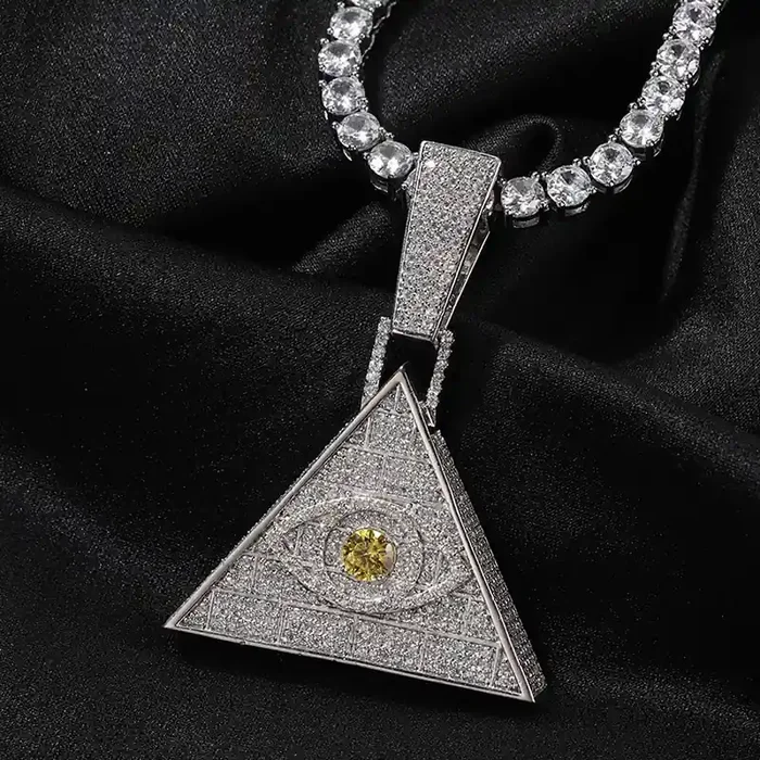 Helloice Iced Out Pyramid Eye of Horus Pendant
