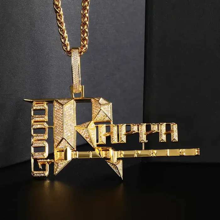 Helloice Iced Popular Records Pendant in Gold