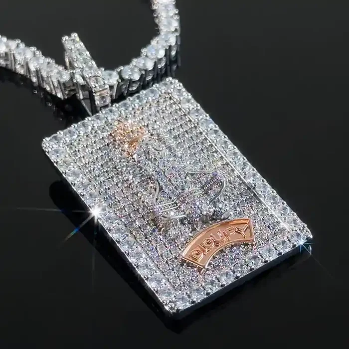 Helloice Iced Rectangle Custom Name Spaceship Pendant