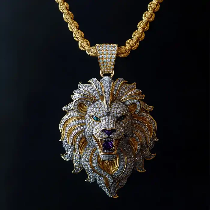 Helloice Iced Roaring Lion Head Pendant