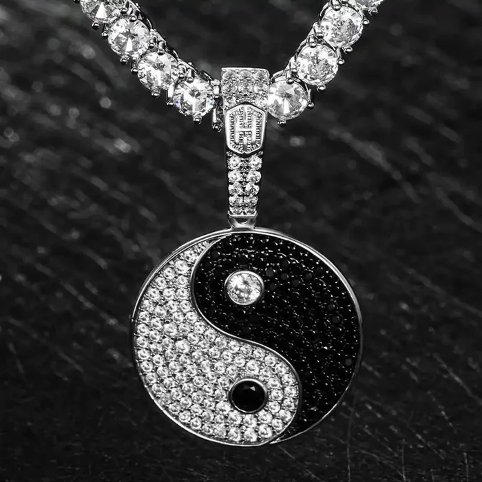 Helloice Iced Yin Yang pendant in White Gold