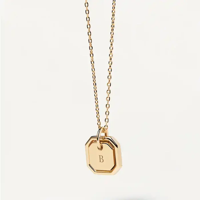 Helloice Initial Octagon Pendant Necklace