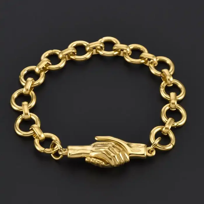 Helloice Magnetic Handshake Shape Bracelet in Gold