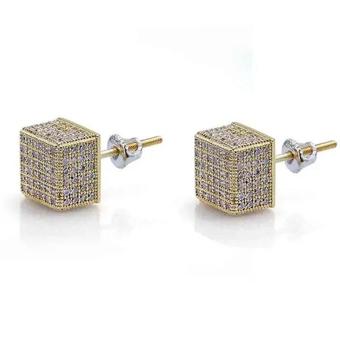 Helloice Men Iced Round Stone Paved Earring