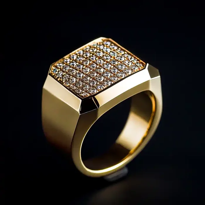 Helloice Men‘s Classic Diamond Ring Band