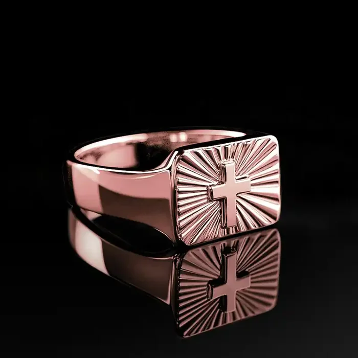 Helloice Men‘s Rectangular Cross Ring