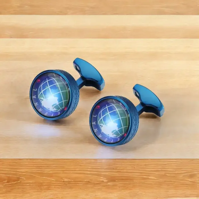Helloice Men‘s Rotating Globe Shirt Cufflinks