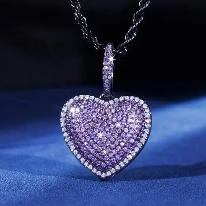 Helloice Micro Pave Heart-shaped Pendant in Black Gold