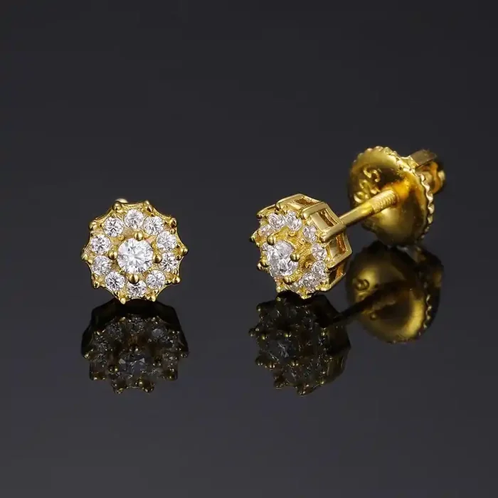 Helloice Moissanite Flower Stud Earrings in S925 Sterling Silver