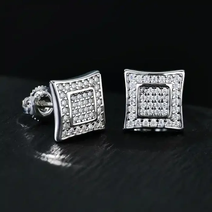 Helloice Moissanite Square Stud Earrings in S925 Sterling Silver