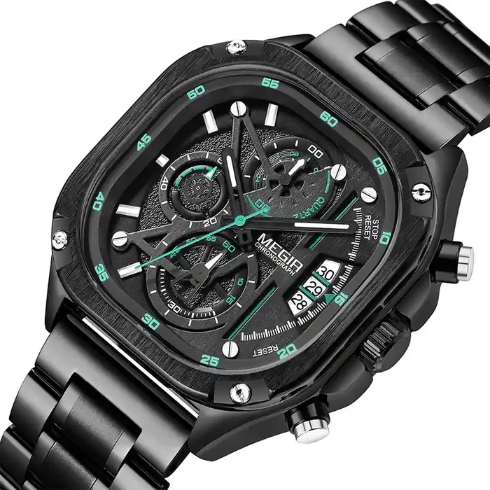 Helloice Multifunctional Waterproof Luminous Square Quartz Watch