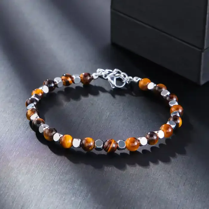 Helloice Natural Healing Stone & Copper Beads Adjustable Anxiety Bracelet