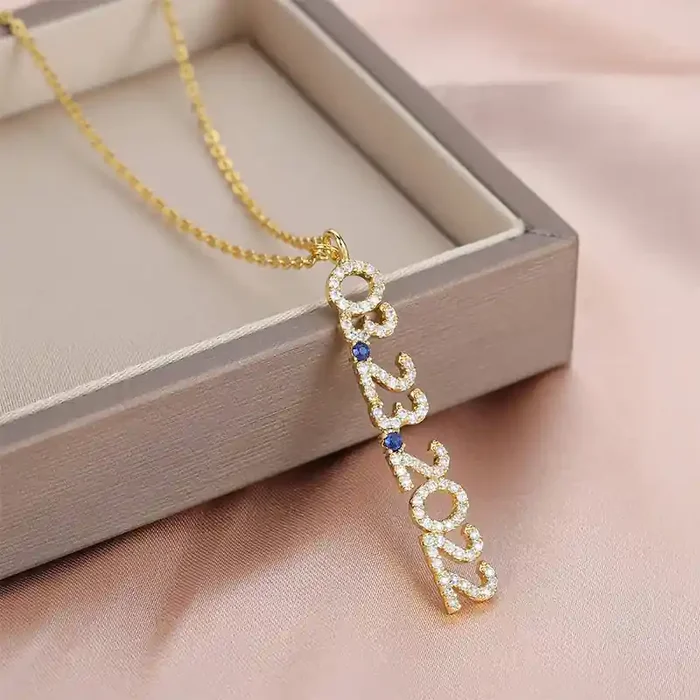 Helloice Personalized Date Birthstone Necklace