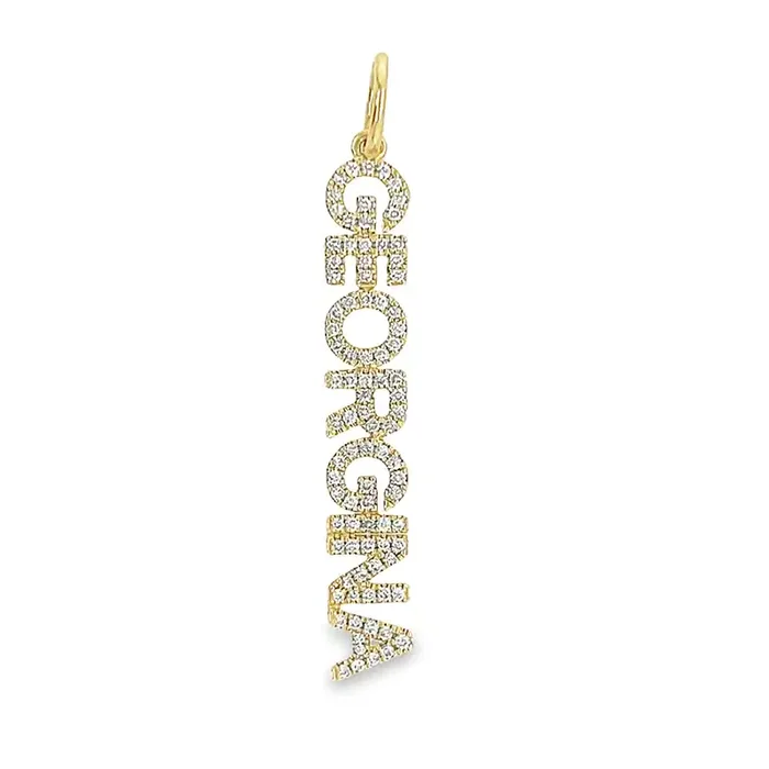 Helloice Personalized Diamond Block Nameplate Charm