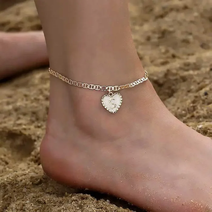 Helloice Personalized Heart Initial Letter Bracelet & Anklet