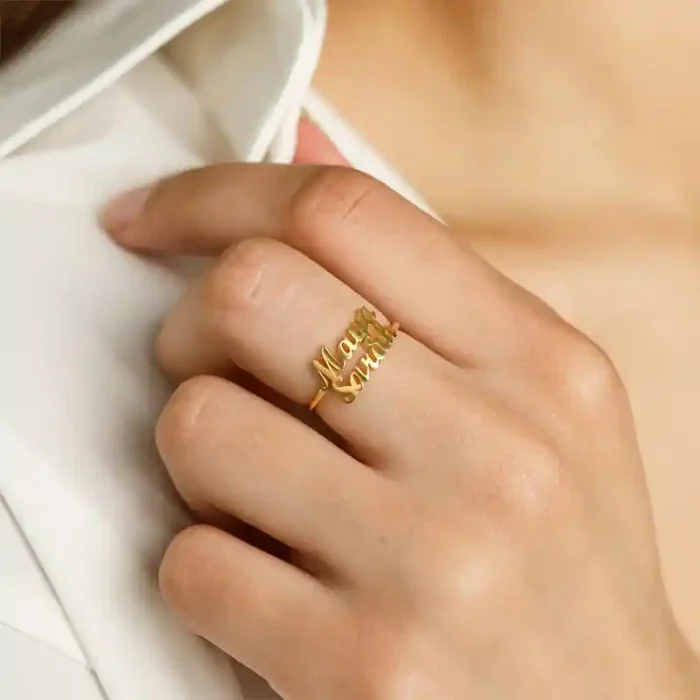 Helloice Personalized Multi Name Open Ring