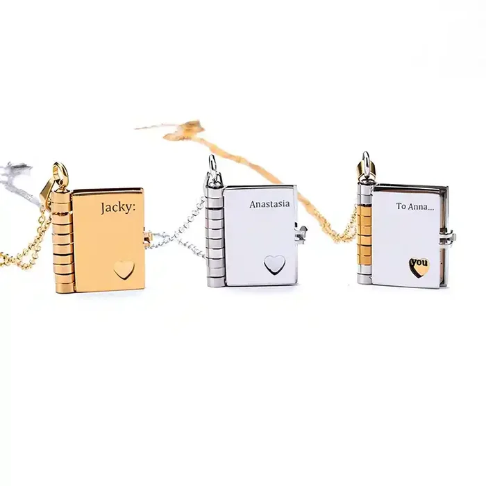 Helloice Personlized Book Locket Necklace