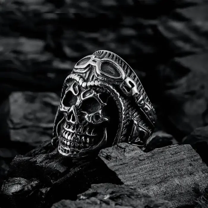 Helloice Retro Skull Stainless Steel Ring