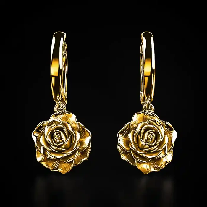Helloice Rose Drop Hoop Earrings